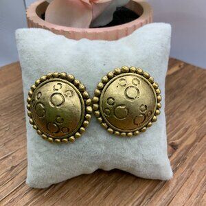 Disney Vintage Gold Tone Sun Disc Circle Stud Earrings